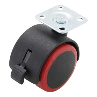 BGS Do it yourself Lenk-Doppelrolle mit Bremse 80338, rot/schwarz, 50 mm