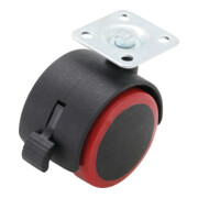 BGS Do it yourself Lenk-Doppelrolle mit Bremse 80338, rot/schwarz, 50 mm-1