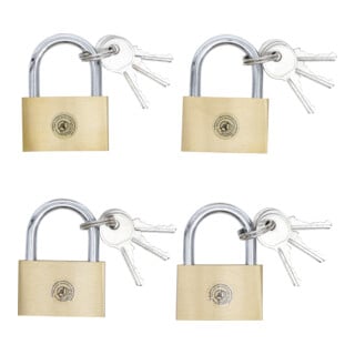 BGS Do it yourself Lucchetti in ottone, a chiave unica, 40mm, 4pz.
