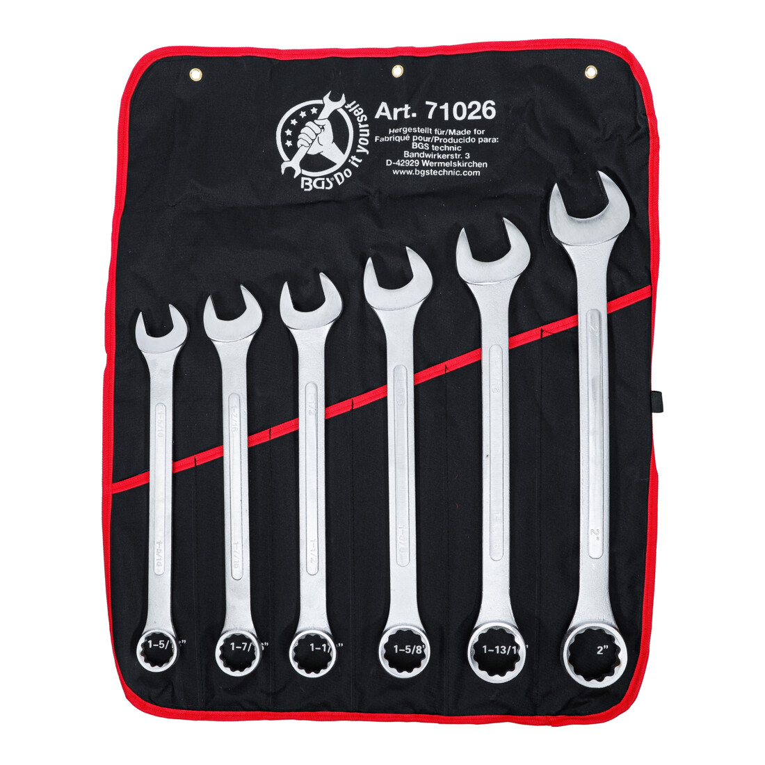 BGS Do it yourself Maul-Ringschlüssel-Satz 71026, XXL, Zollgrößen, SW 1-5/16" - 2", 6-tlg.