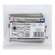 BGS Do it yourself Mehrzweckschrauben 81000, T-Profil (für TX) T30, 6,0 x 120 mm, 18 Stück-3
