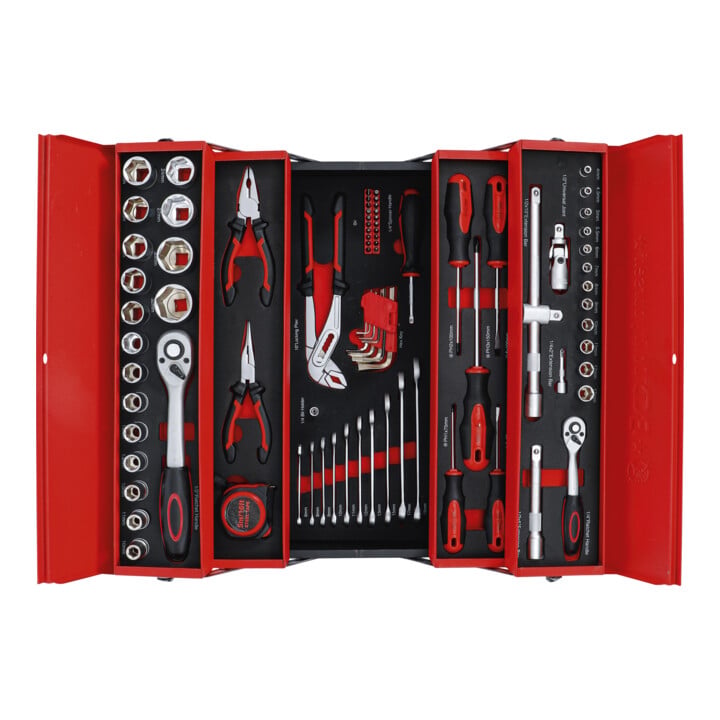 BGS Do it yourself metalen gereedschapskoffer incl. gereedschap assortiment 86 dlg.
