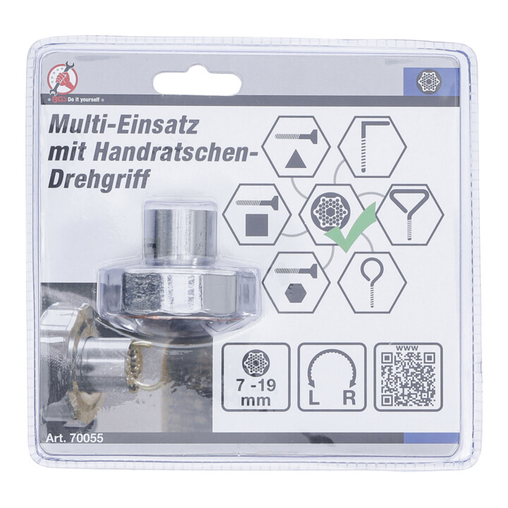 BGS Do it yourself Multi-Einsatz mit Handratschen-Drehgriff, umschaltbar SW 7 - 19 mm