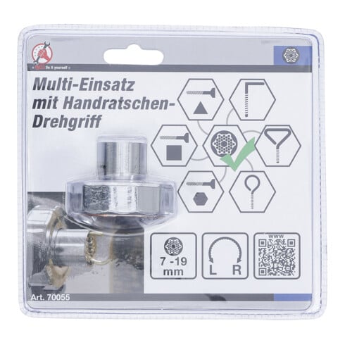 BGS Do it yourself Multi-inserto con impugnatura rotante a cricchetto manuale, apertura reversibile 7-19mm