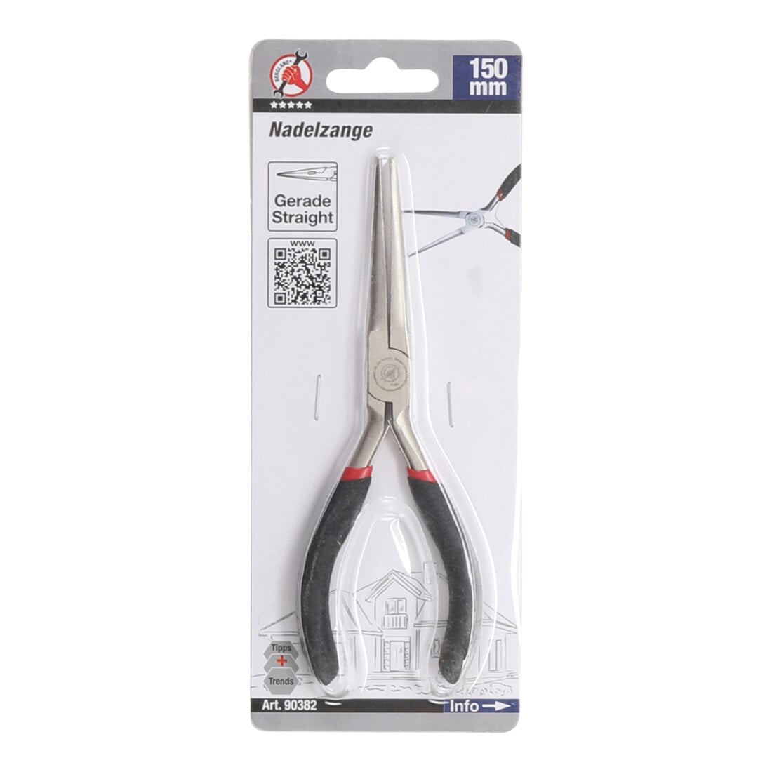 BGS Do it yourself Nadelzange 90382, gerade, mit Feder, 150 mm