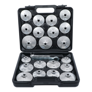 BGS Do it yourself oliefiltersleutelset gegoten aluminium aandrijving vierkantaandrijving 12,5 mm 23 dlg.