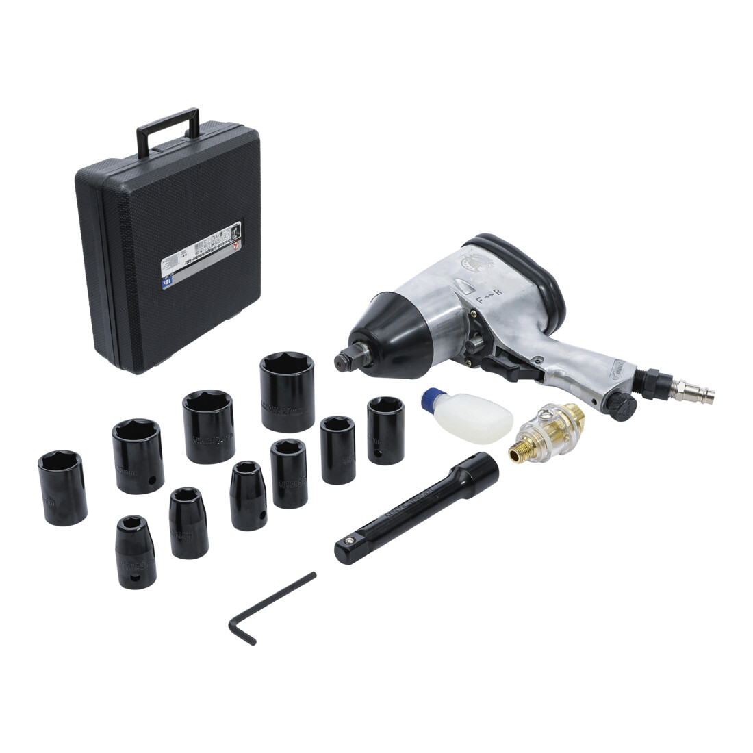 BGS Do it yourself perslucht slagmoersleutel met gereedschap set 12,5 mm 312 Nm 16 dlg.