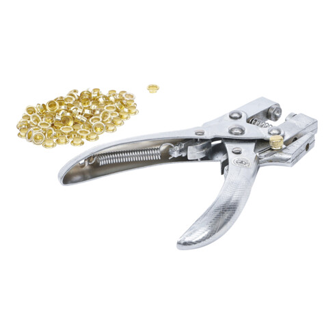 BGS Do it yourself Pinza per occhielli con 100 occhielli tondi, 5mm 180mm