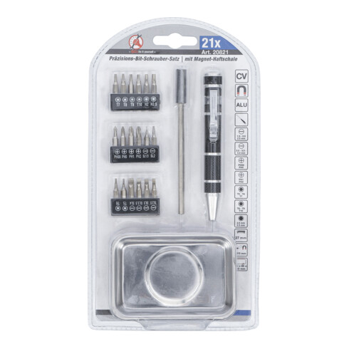 BGS Do it yourself precisie schroevendraaier bitset met magnetische houder 21 delig.