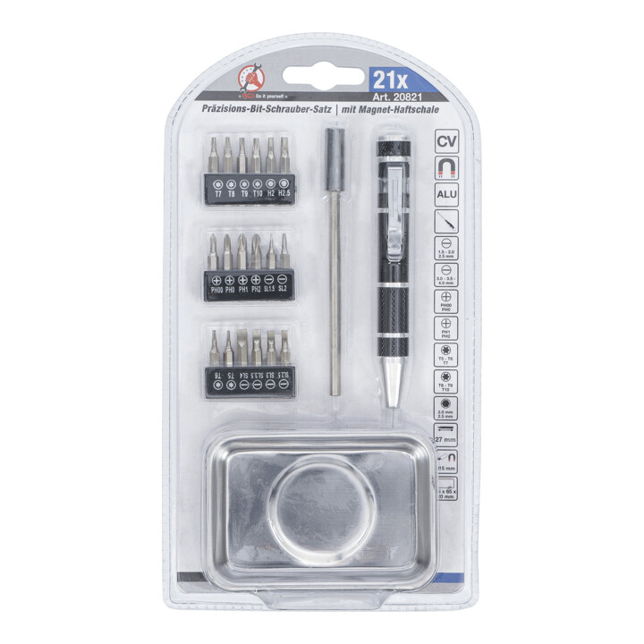 BGS Do it yourself precisie schroevendraaier bitset met magnetische houder 21 delig.