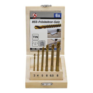 BGS Do it yourself Punte HSS per fresatura in titanio nitrurato, 3-8mm, 6pz.