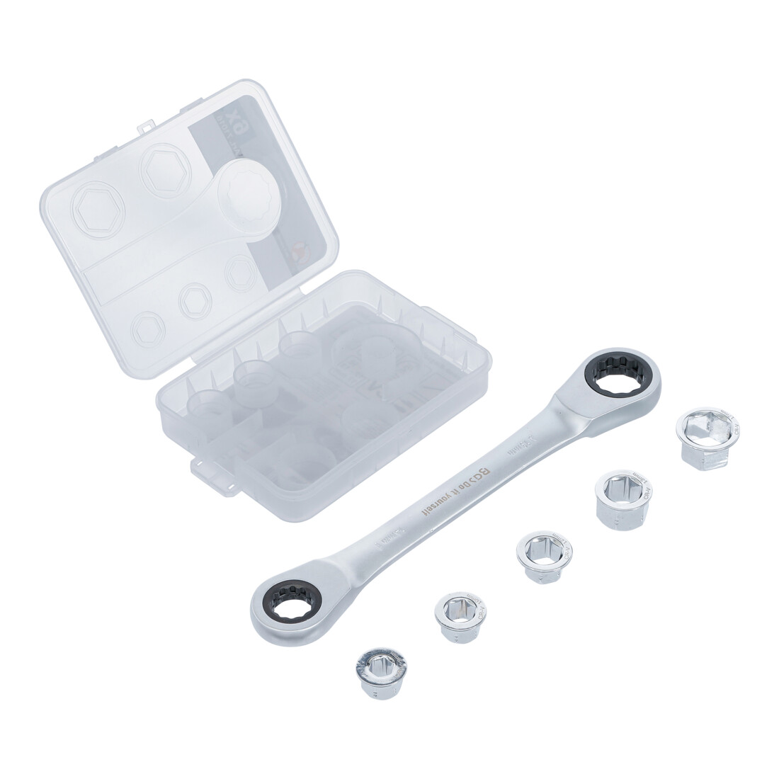 BGS Do it yourself Ratschen-Ringschlüssel mit Adaptersatz SW 8 - 19 mm 6-tlg.
