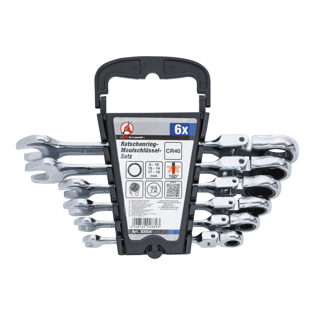 BGS Do it yourself Ratschenring-Maulschlüssel-Satz flexible Köpfe SW 8 - 19 mm 6-tlg.