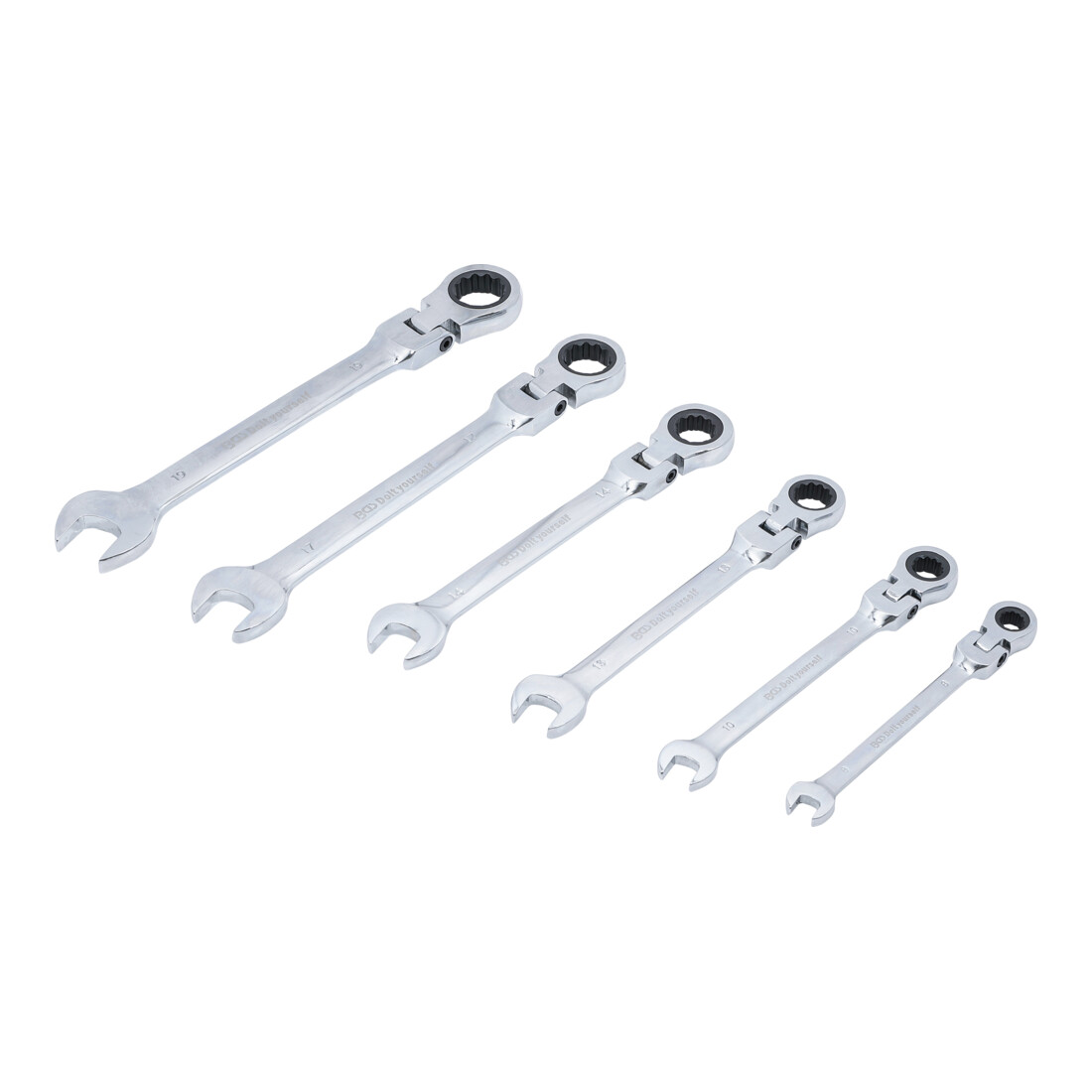 BGS Do it yourself Ratschenring-Maulschlüssel-Satz flexible Köpfe SW 8 - 19 mm 6-tlg.