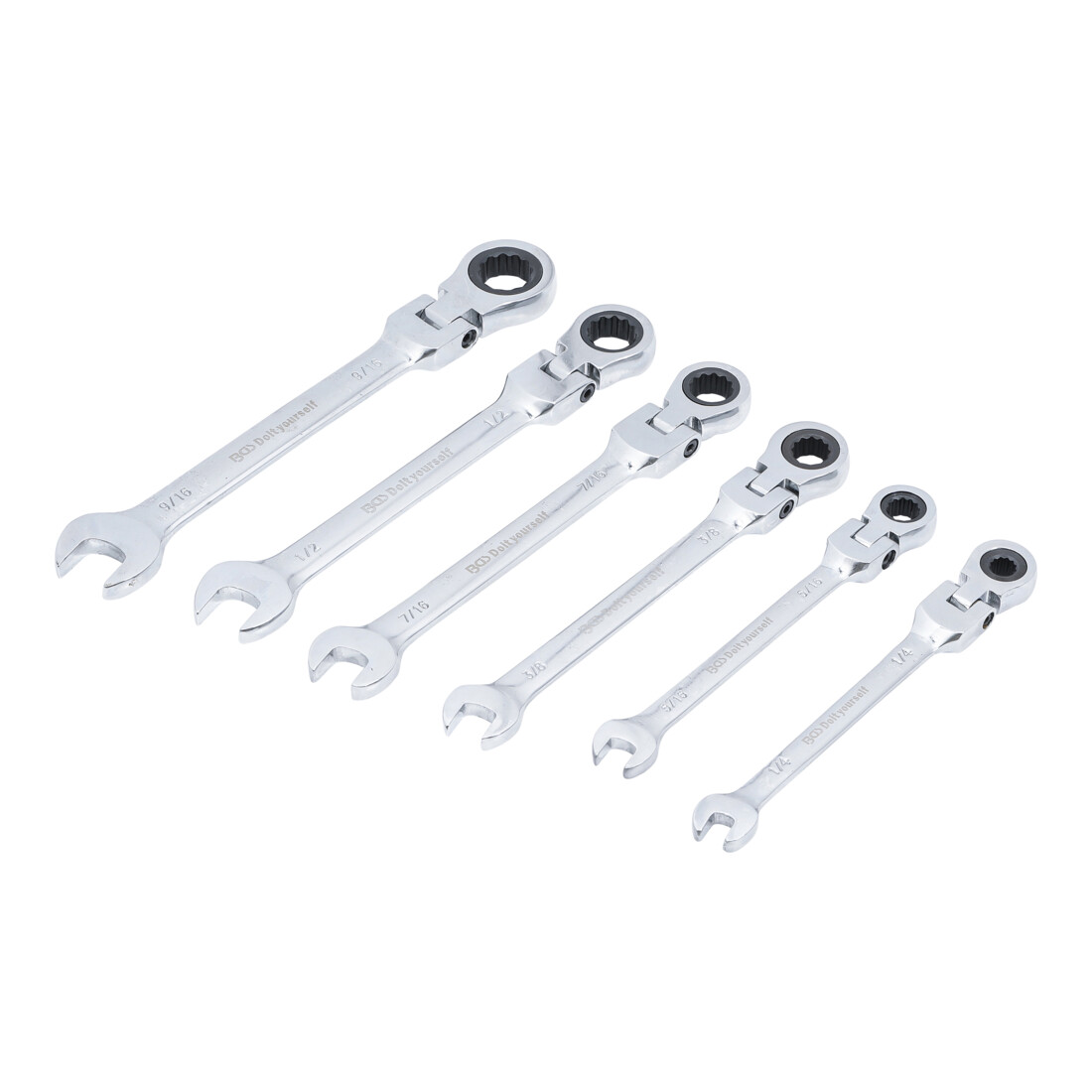 BGS Do it yourself Ratschenring-Maulschlüssel-Satz flexible Köpfe Zollmaße SW 1/4" - 9/16" 6-tlg.