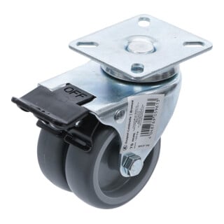 BGS Do it yourself Ruota doppia girevole con freno, Ø75mm