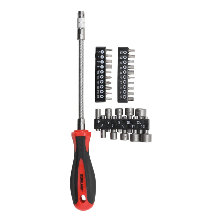 BGS Do it yourself Schraubendreher-Bit-Satz mit flexiblem Schaft 31 teilig