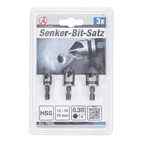 BGS Do it yourself Serie di accecatoi bit, HSS, 6,3mm (1/4"), 12 - 16 - 19mm, 3pz.