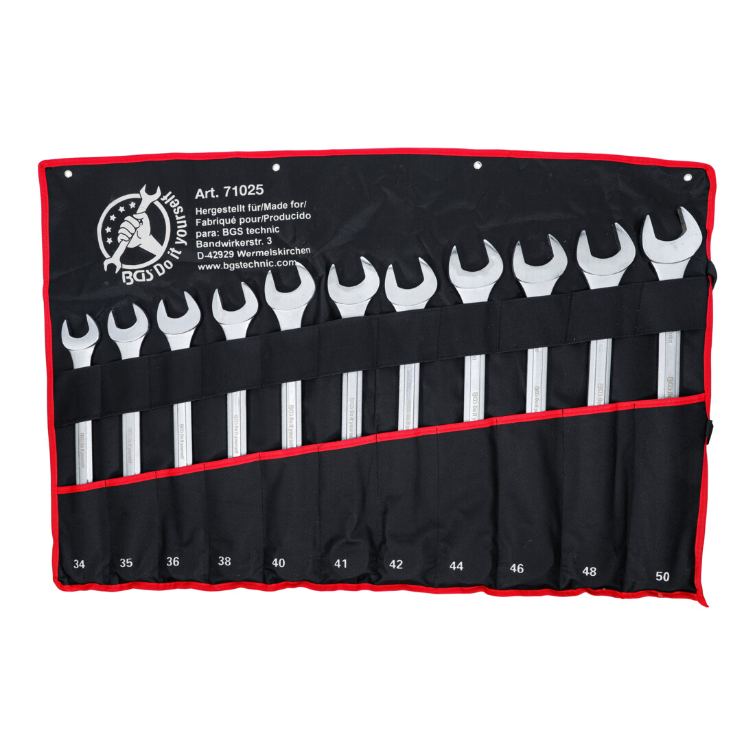 BGS Do it yourself Serie di chiavi combinate anello-forchetta, XXL, 34 - 50mm, 11pz.
