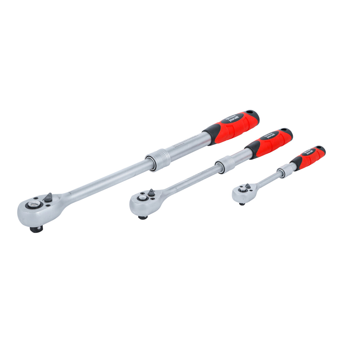 BGS Do it yourself Serie di cricchetti reversibili, estensibile, 6,3mm (1/4") - 10mm (3/8") - 12,5mm (1/2"), 3pz.