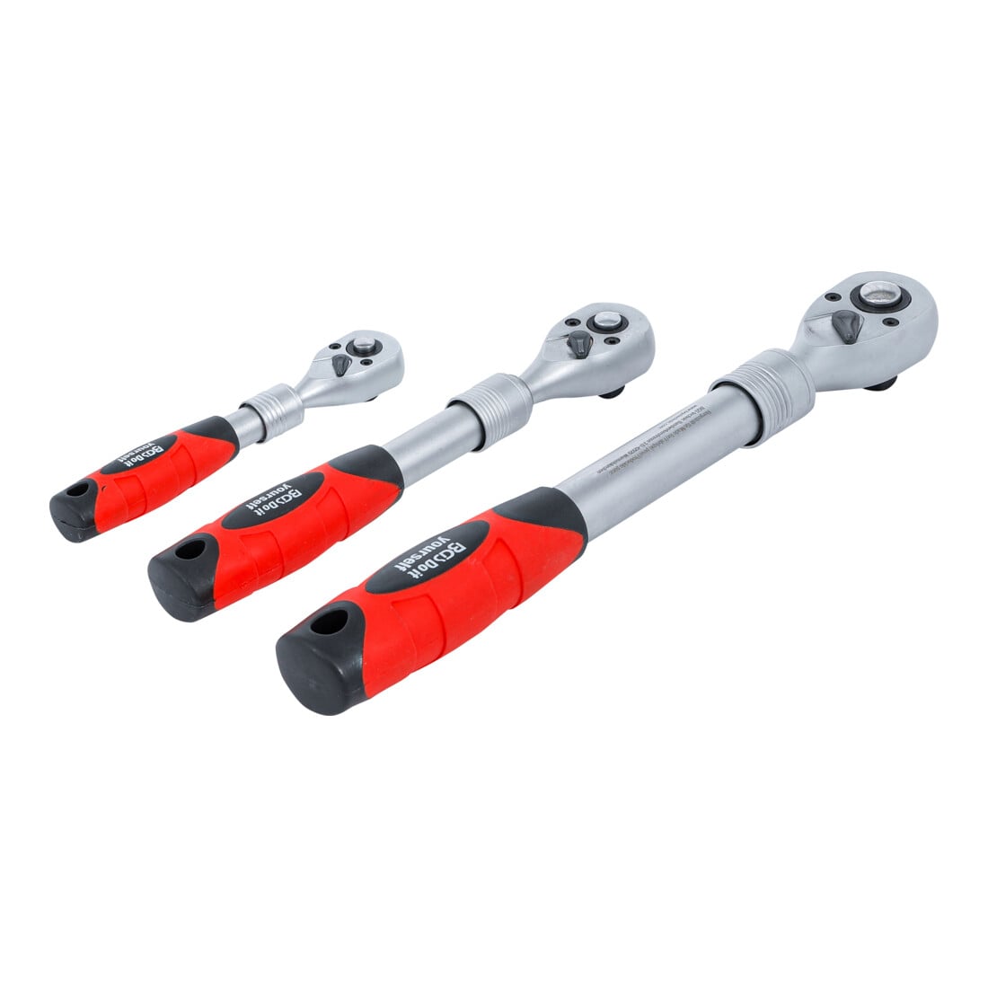 BGS Do it yourself Serie di cricchetti reversibili, estensibile, 6,3mm (1/4") - 10mm (3/8") - 12,5mm (1/2"), 3pz.