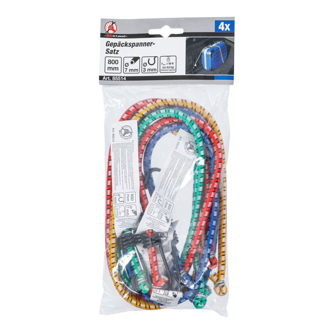 BGS Do it yourself Serie di funi elastiche, 800mm, 4pz.