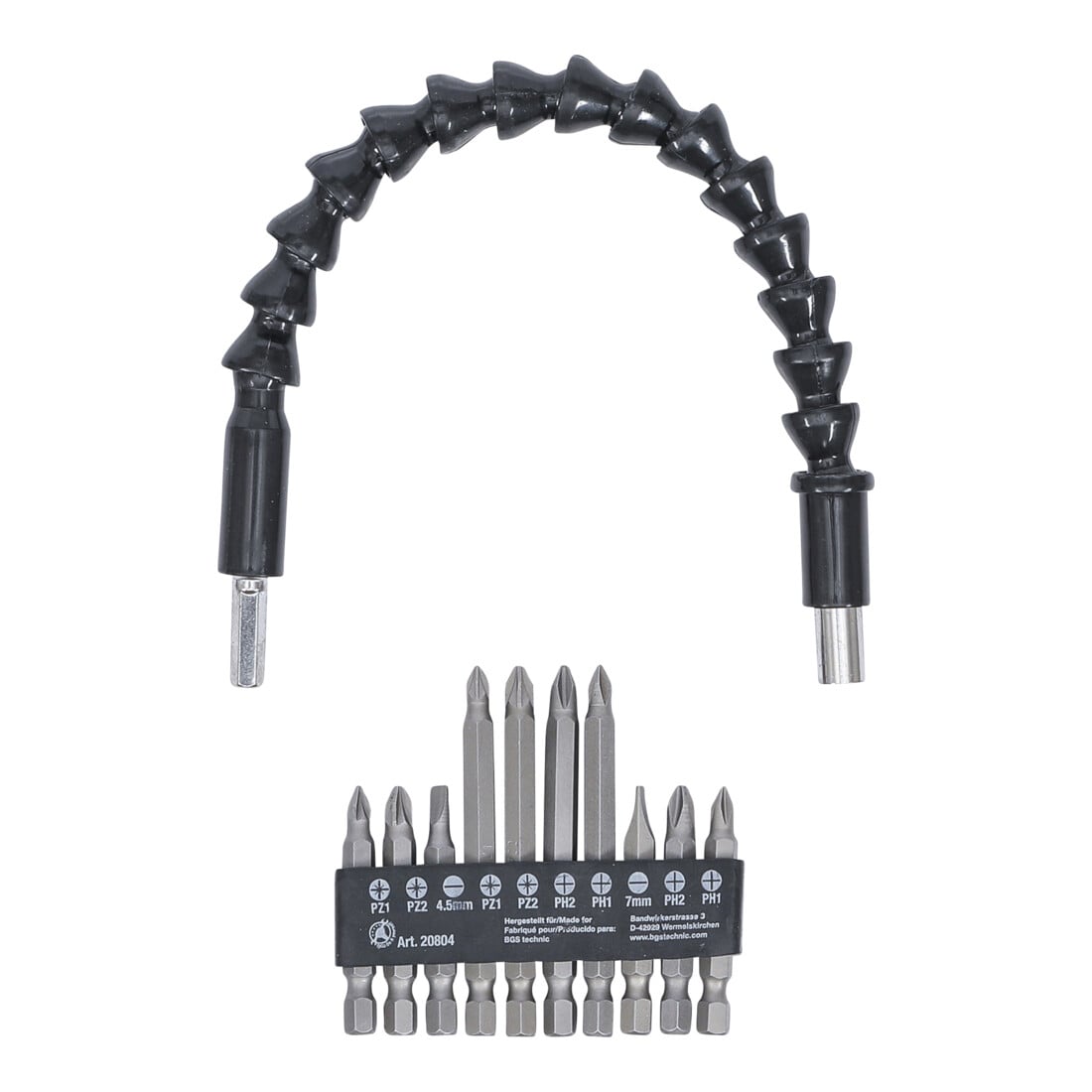 BGS Do it yourself Serie di inserti con albero flessibile, attacco esagono esterno 6,3mm (1/4"), 11pz.