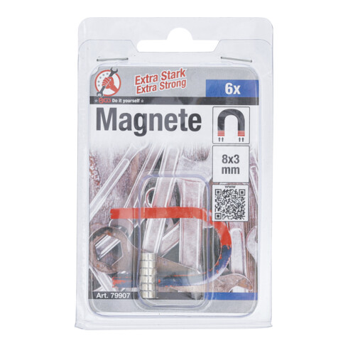 BGS Do it yourself Serie di magneti, extra forte, Ø 8mm, 6pz.