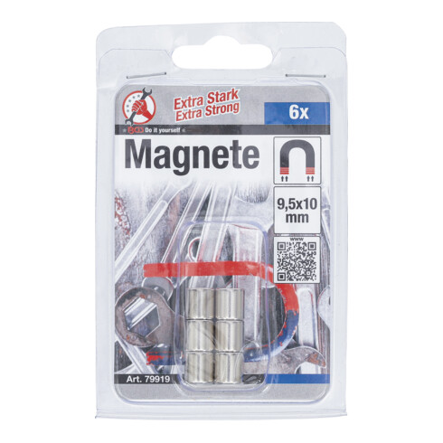 BGS Do it yourself Serie di magneti, extra forte, Ø 9,5mm, 6pz.