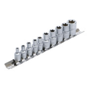 BGS Do it yourself Set di bussole profilo E, azionamento quadro interno 6,3mm (1/4") / 10mm (3/4"), apertura E4-E16, 10pz.-3