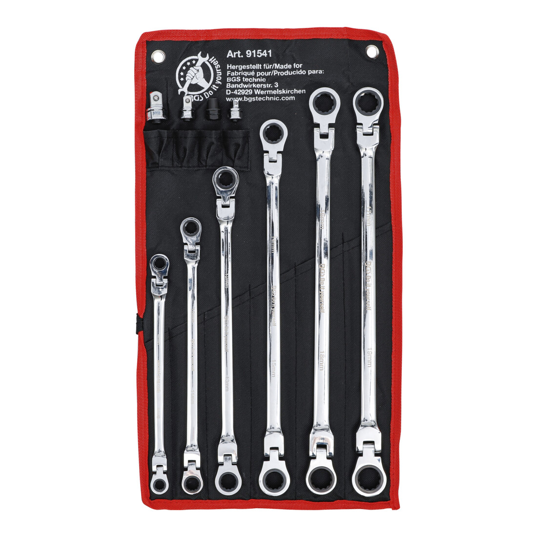 BGS Do it yourself Set di chiavi a giunto a doppio cricchetto, apertura 8-19mm, 10pz.
