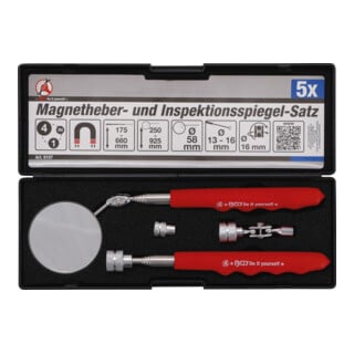 BGS Do it yourself Set di sollevatori magnetici e specchietti d'ispezione, 4pz.