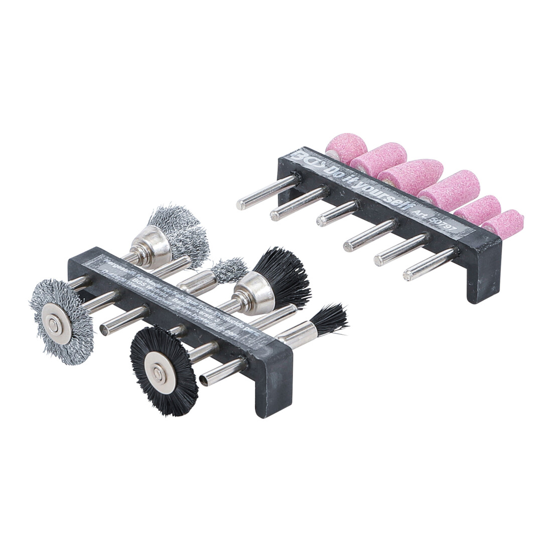 BGS Do it yourself Set smerigliatrice e set di spazzole in acciaio e plastica, 12pz.