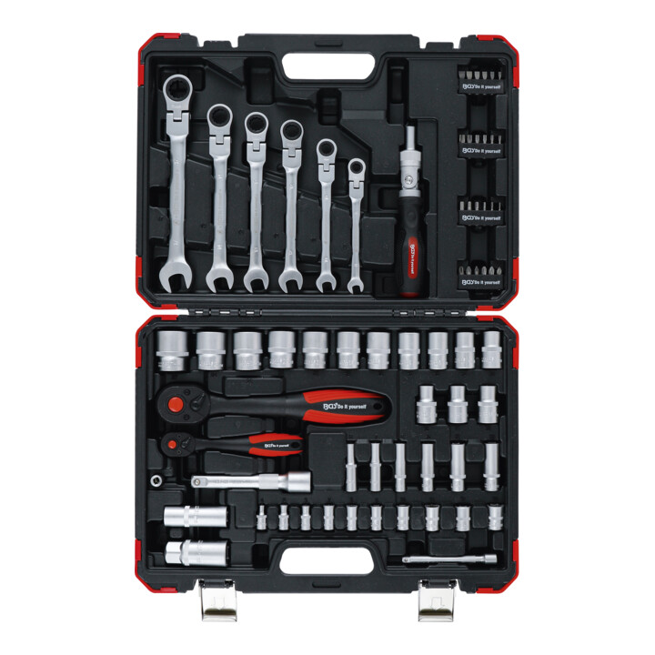BGS Do it yourself Steckschlüssel-Satz Antrieb 6,3 mm (1/4 Zoll) / 12,5 mm (1/2 Zoll) 68 teilig