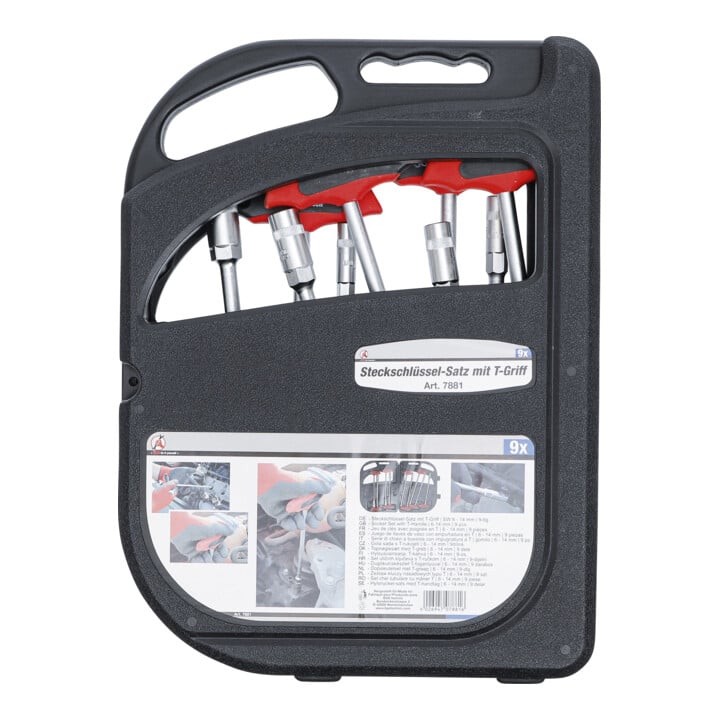 BGS Do it yourself Steckschlüssel-Satz mit T-Griff 7881, SW 6 - 14 mm, 9-tlg.