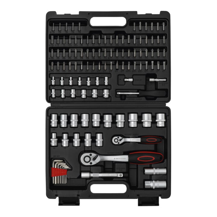 BGS Do it yourself Steckschlüssel-Satz Wellenprofil Antrieb 6,3 mm (1/4 Zoll) / 12,5 mm (1/2 Zoll) 115 teilig