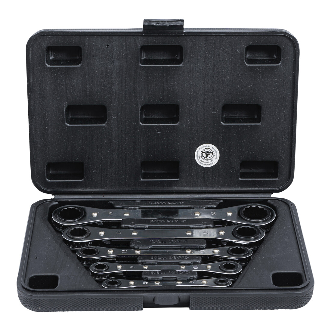 BGS Do it yourself steek-ringratelsleutelset, recht, omkeerbaar SW 6 x 8 - 19 x 22 mm 5-delig.