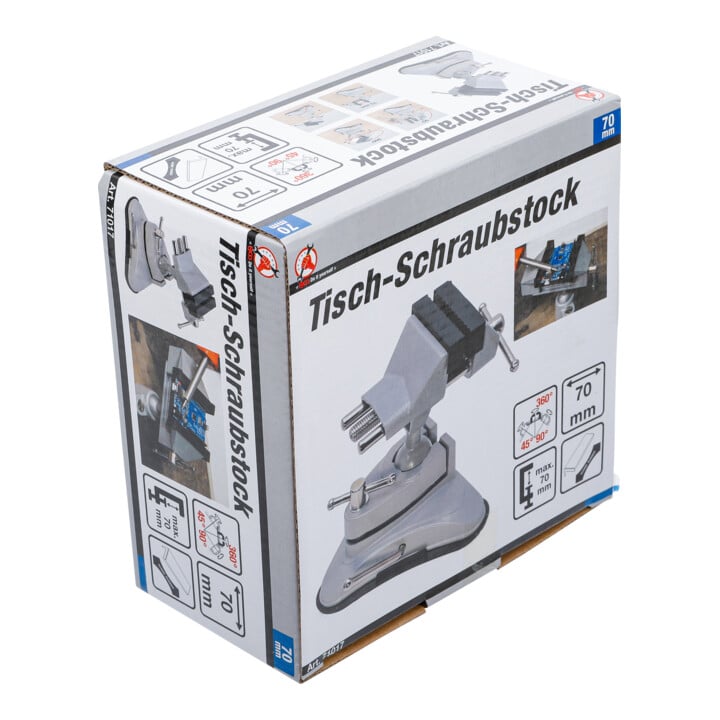 BGS Do it yourself Tisch-Schraubstock schwenkbar Backen 70 mm mit Vakuum-Saugfuß