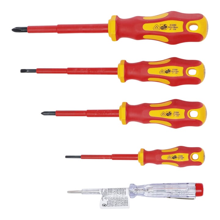 BGS Do it yourself VDE elektrische schroevendraaierset sleuf/kruisgleuf 5 dlg.