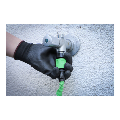 BGS Do it yourself Wasserschlauch Textil flexibel mit Garten-Handbrause mit 7 Funktionen 7,5 - 22 m