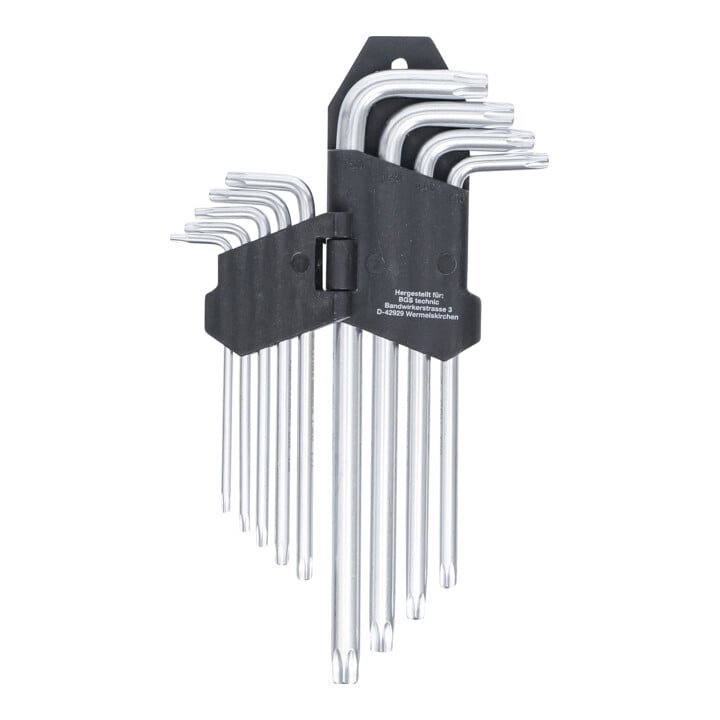 BGS Do it yourself Winkelschlüssel-Satz lang T-Profil (für TX) T10 - T50 9-tlg.