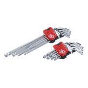 BGS Do it yourself Winkelschlüssel-Satz lang T-Profil (für TX) T10 - T50 / Innensechskant 1,5 - 10 mm 18-tlg.