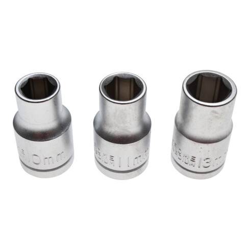 BGS Do it yourself doppenset aandrijving 12,5 mm (1/2 inch) SW 10 - 11 - 13 mm 3 delig