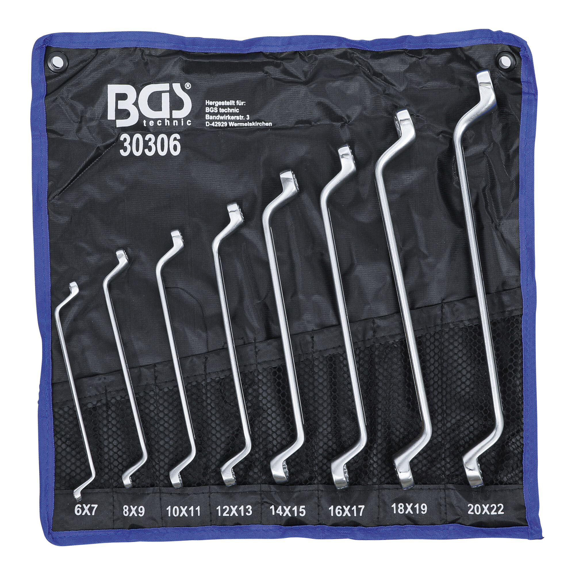 BGS Doppel-Ringschlüssel-Satz 30306 gekröpft SW 6 x 7 - 20 x 22 mm 8 teilig ; BGS technic