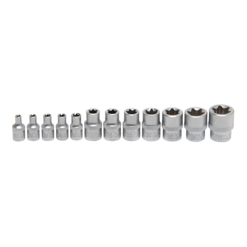 BGS Doppenset E-profiel aandrijving vierkantaandrijving 6,3 mm / 10 mm SW E4 - E20 12 dlg.