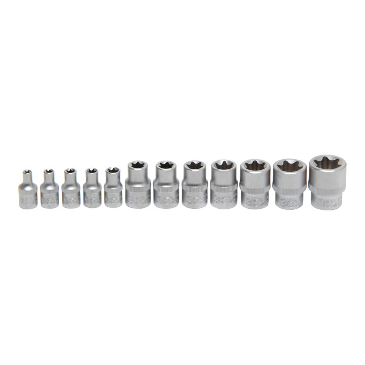 BGS Doppenset E-profiel aandrijving vierkantaandrijving 6,3 mm / 10 mm SW E4 - E20 12 dlg.