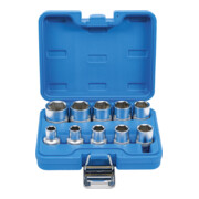 BGS Doppenset zeskant aandrijving vierkantaandrijving 12,5 mm inch maten 10 dlg.