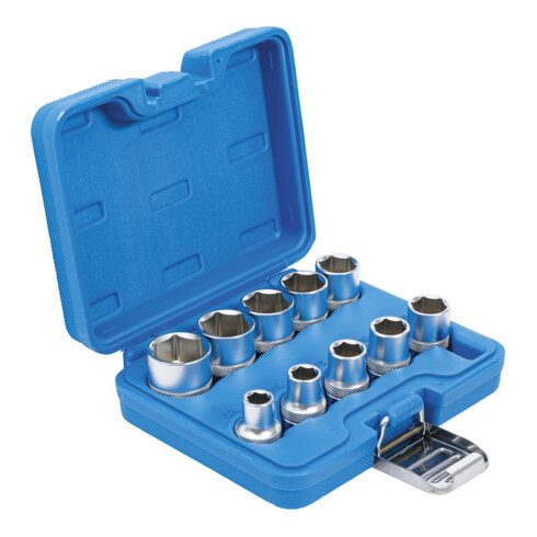 BGS Doppenset zeskant aandrijving vierkantaandrijving 12,5 mm inch maten 10 dlg.