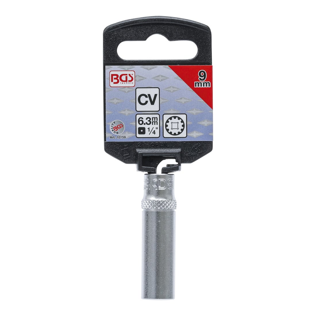 BGS Dopsleutel Gear Lock, diep | 6,3 mm (1/4") | 9 mm
