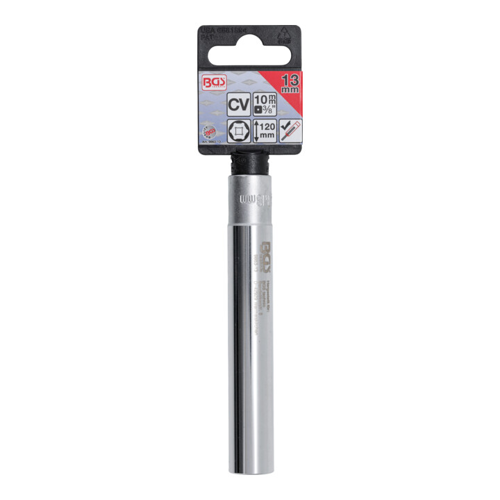 BGS Dopsleutel zeskant, extra diep | aandrijf-binnenvierkant 10 mm (3/8") | 13 mm